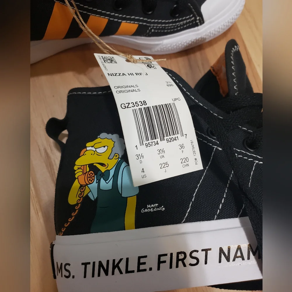 4Y Adidas The Simpsons Nizza Hi RF Junior Pranks On Moe Bart Fan Hi Top Sneakers